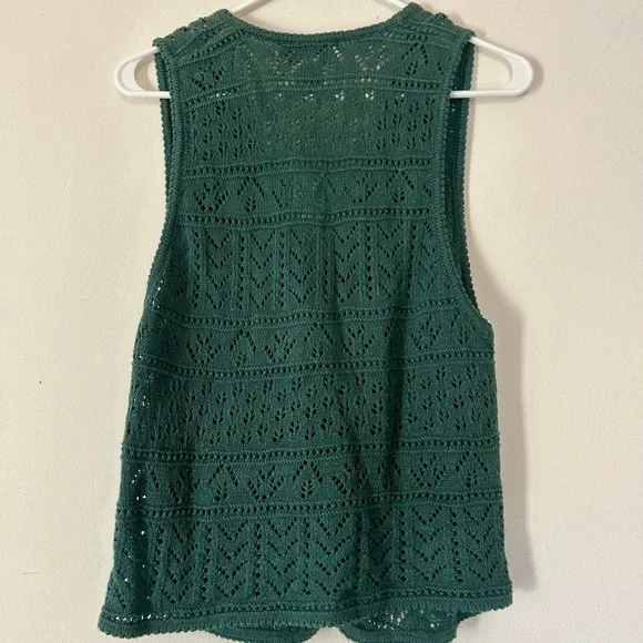 Green Crochet Vest - Picture 2 of 3